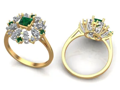 Unique Gold Diamonds Ring 3D print model