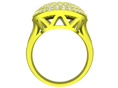A6508 Italy Pave Diamond Oval Women Ring 3D print model