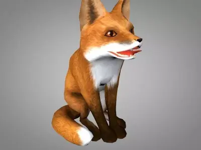 Fox or Foxes Low-poly 3D model