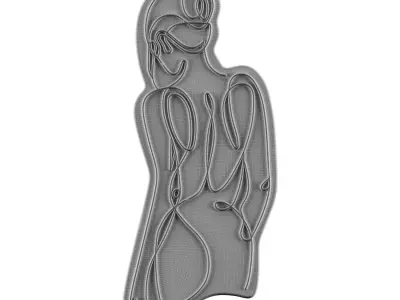 Woman Silhouette Neon Sign 3D model