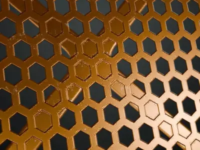 Copper Hexagon Grill Perforated PBR Seamless Texture