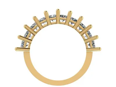 Emerald half eternity diamond ring 3D print model