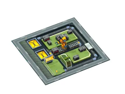 isometrical WareHouse platform upgrade Low-poly 3D model