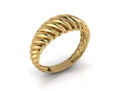 Twisted Gold Ring  Elegant Rope Style Band  3D print model