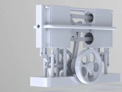 4 cylinder steam engine with rocking crosshead 3D model