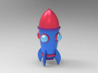 Retro Space Rocket Cartoon  Free low-poly 3D model