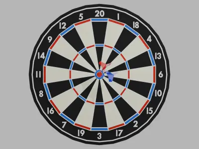 DartBoard and Darts Low-poly 3D model