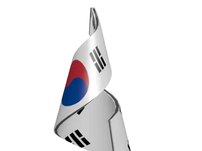 The South Korean Flag on spiral structure 3D model