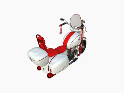 Motorcycle Cartoon B03 White Red - Custom Vehicle Design Low-poly 3D model