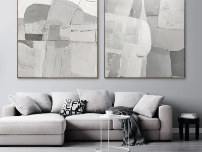 Plaster two square photo frames 08 Low-poly 3D model