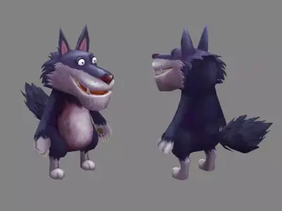 Cartoon big bad wolf Low-poly 3D model