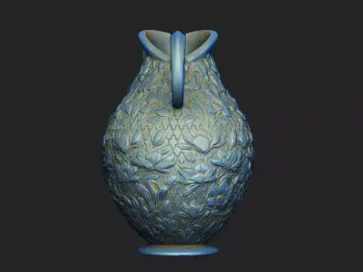 silver pottery old decor ornate Ewer Victorian jug floral 3D print model
