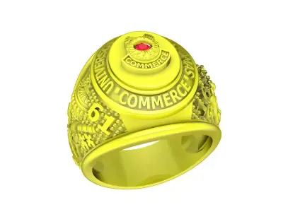 Luxury University Class Ring with Center Gemstone for Men 4940 3D print model