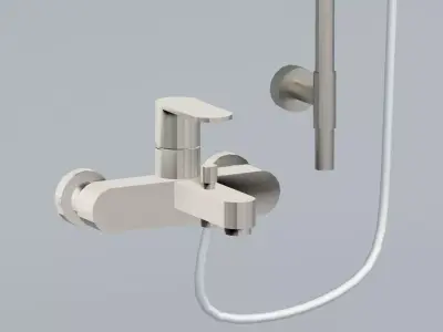 wall shower faucet Low-poly 3D model