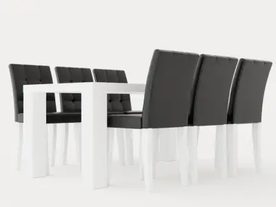 Cibus Food Group 180 Cm With 6 Viktor Chair White Black Low-poly 3D model