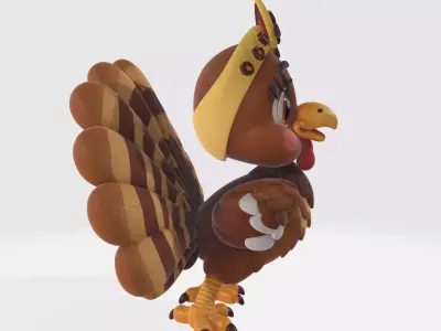 Cute 3D Turkey Model with Bow Adorable Thanksgiving 3D print model