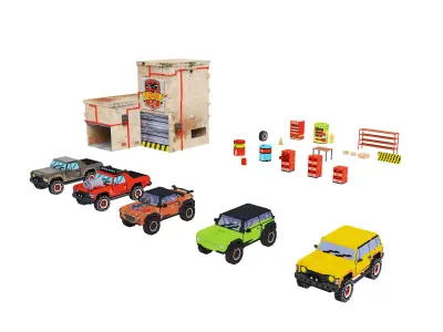 Voxel Art Car Prop Collection for Game Development 3D model