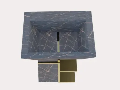 lavabo marble box with gold details 3D model
