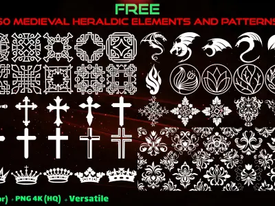 7000 Hand Painted Alpha Medieval Heraldic Symbols - Vol 7 Texture