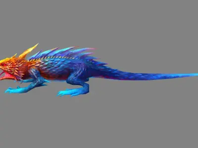 Cartoon Ice Chameleon Monster Low-poly 3D model