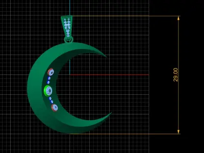 MOON STYLISH DIAMOND PENDANT 3D PRINTABLE MODEL  3D print model