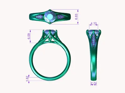 cr-01 diamond engagement ring gold 3D print model