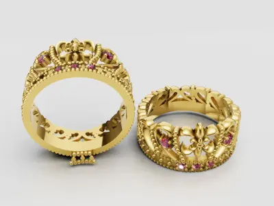 ruby gold ring 3D printable model  3D print model