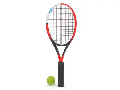 Tennis Racket and Tennis Ball Low-poly 3D model