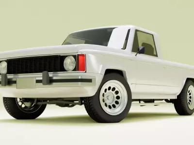 80s pickup truck Low-poly 3D model