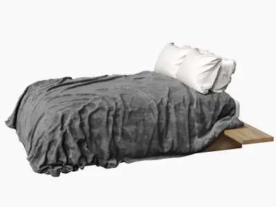 Bed 3D model with pillows and blankets Free 3D model