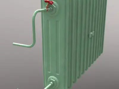 Old Radiator Green - Unity - HDRP - UE4 Low-poly 3D model