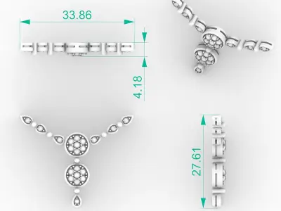 Elegant Round Diamond Necklace 3D print model