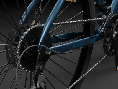 Blue Bicycle Low-poly 3D model