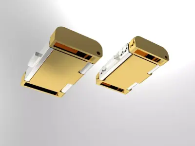 Simple gold box lock with three-pointed clasp model gl0013 3D print model