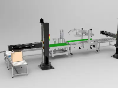 Stacking and packing line Low-poly 3D model