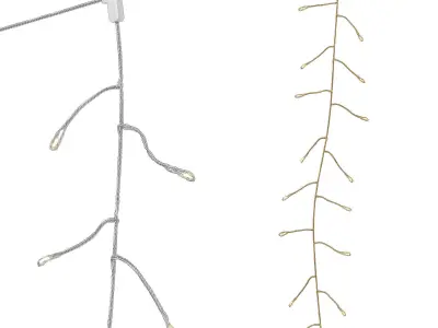 Pottery Barn curtain rain string lights 3D model