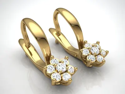 Earring E9 The luxury female earring with gems 3D print model