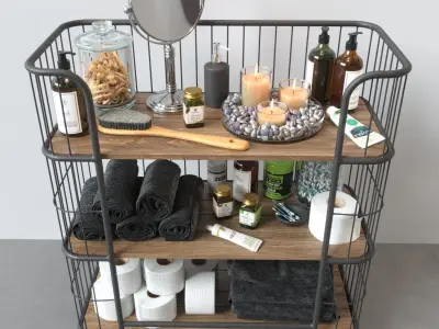 iron trolley with bathroom accessories 3D model