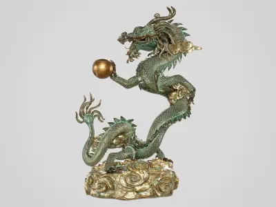 Japanese Dragon Low-poly 3D model