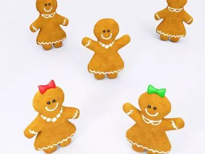 Gingerbread 3d model people Low-poly 3D model