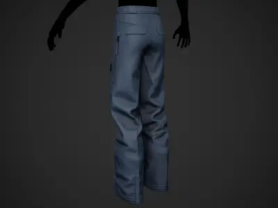 Blue Snowboard Pants Style 3 Low-poly 3D model
