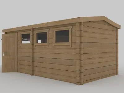 wood garage Low-poly 3D model