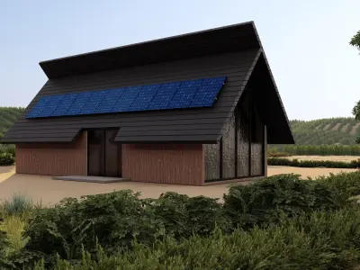 Forest villa-Casa Scene-Modern Villa Low-poly 3D model