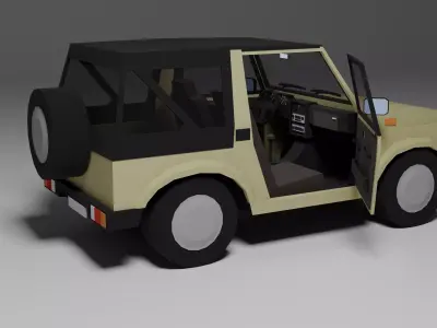 Low Poly 1980s Off-Road SUV 3D Model Car14 Low-poly 3D model
