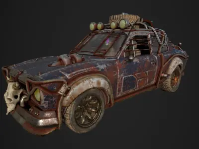 Mad Max Vehicle post apocalyptic car Low-poly 3D model