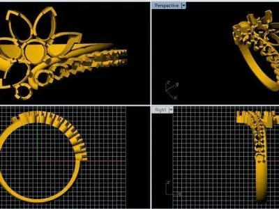 flower stone ring 3dm file 3D print model
