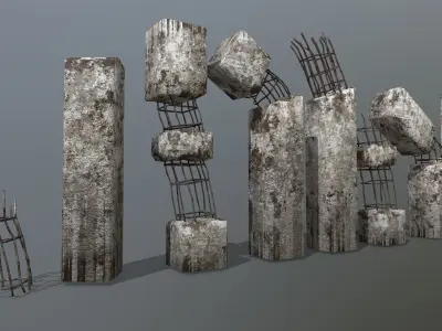old concrete pole Low-poly 3D model