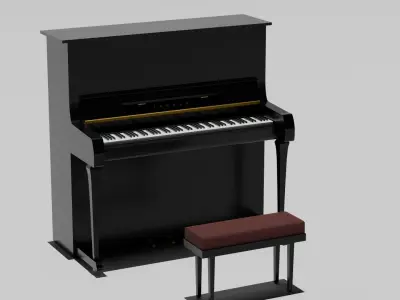 upright piano with a stool 3D model