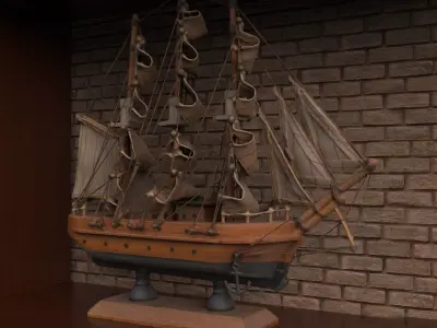 luxury sailing ship 3d model Low-poly 3D model