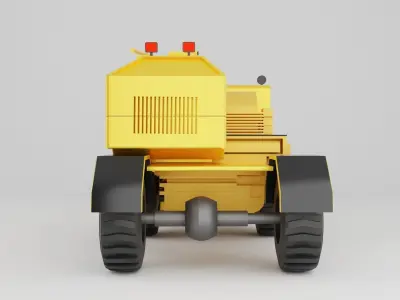 Crane truck of yellow color on white background Low-poly 3D model